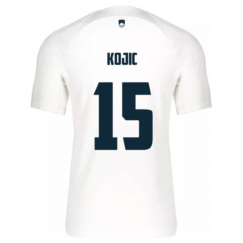 Niño Camiseta Eslovenia Dino Kojic #15 Blanco 1ª Equipación 24-26 La Camisa Argentina