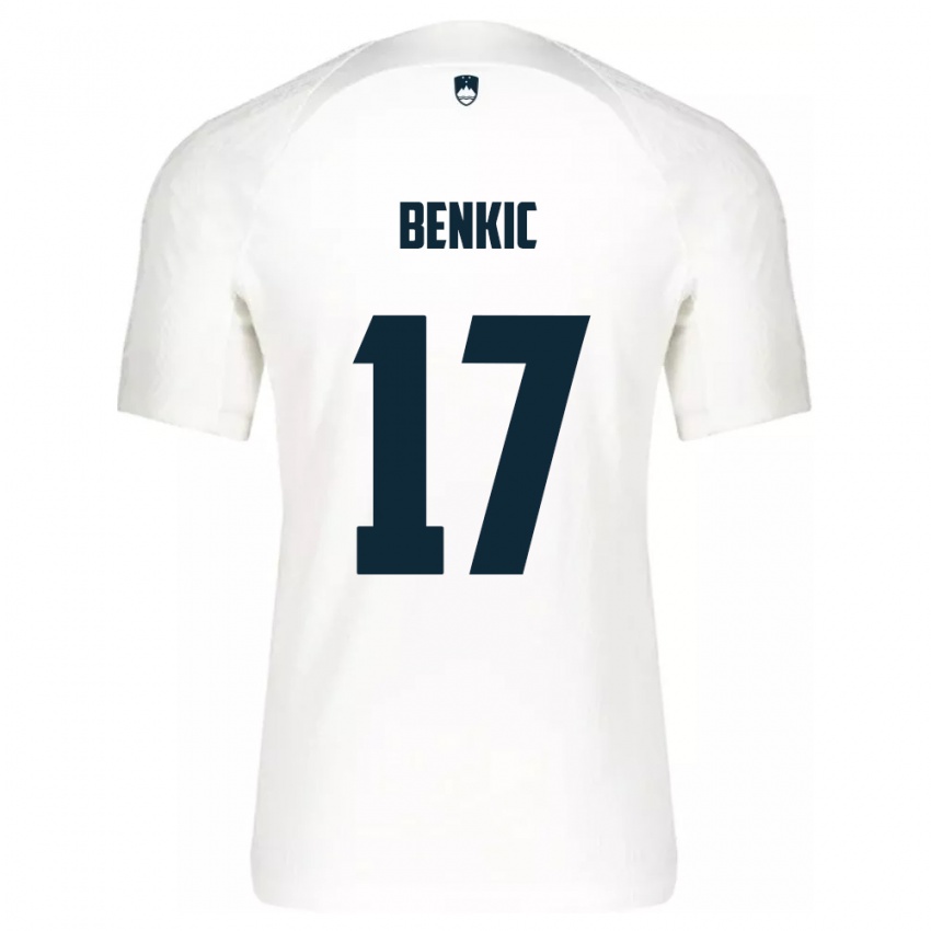 Niño Camiseta Eslovenia Kevin Benkic #17 Blanco 1ª Equipación 24-26 La Camisa Argentina