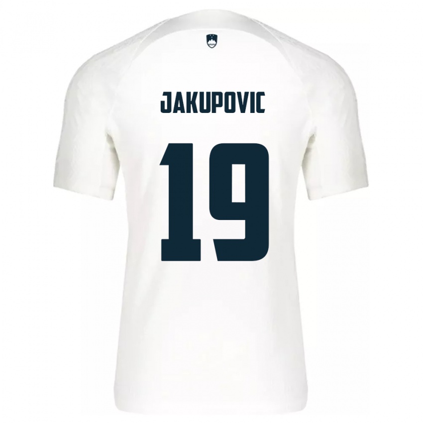 Niño Camiseta Eslovenia Aldin Jakupovic #19 Blanco 1ª Equipación 24-26 La Camisa Argentina