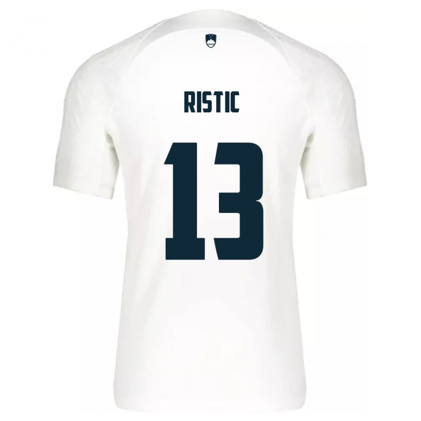 Niño Camiseta Eslovenia Aleks Ristic #13 Blanco 1ª Equipación 24-26 La Camisa Argentina