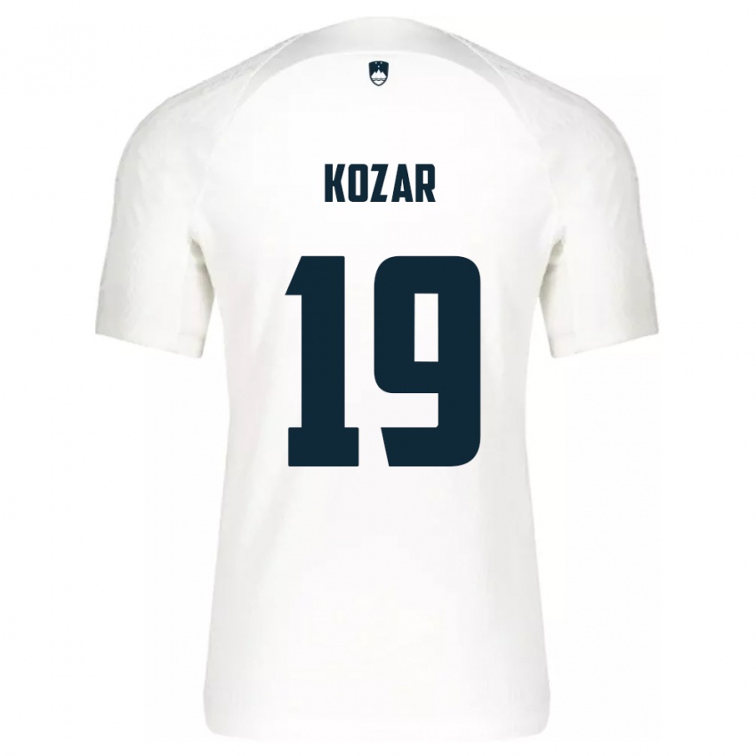 Niño Camiseta Eslovenia Kristjan Kozar #19 Blanco 1ª Equipación 24-26 La Camisa Argentina