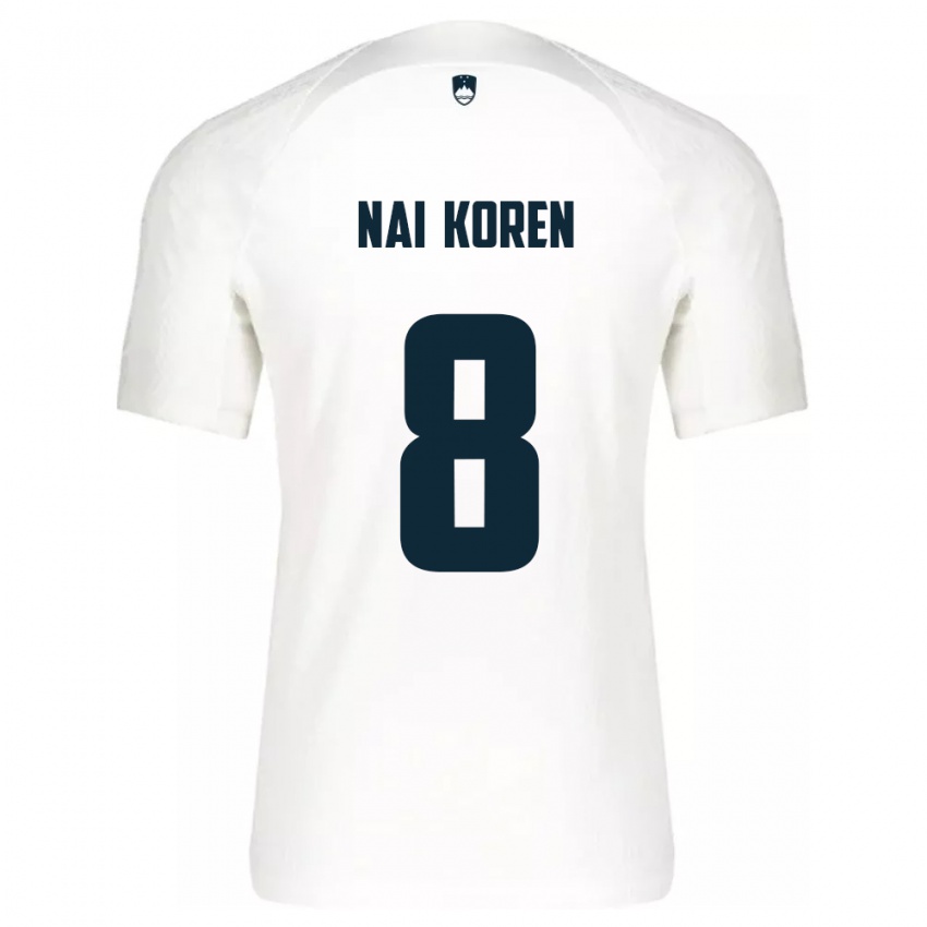 Niño Camiseta Eslovenia Tian Nai Koren #8 Blanco 1ª Equipación 24-26 La Camisa Argentina