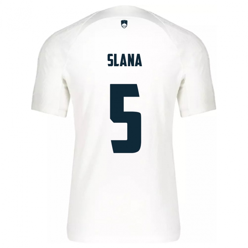 Niño Camiseta Eslovenia Filip Slana #5 Blanco 1ª Equipación 24-26 La Camisa Argentina