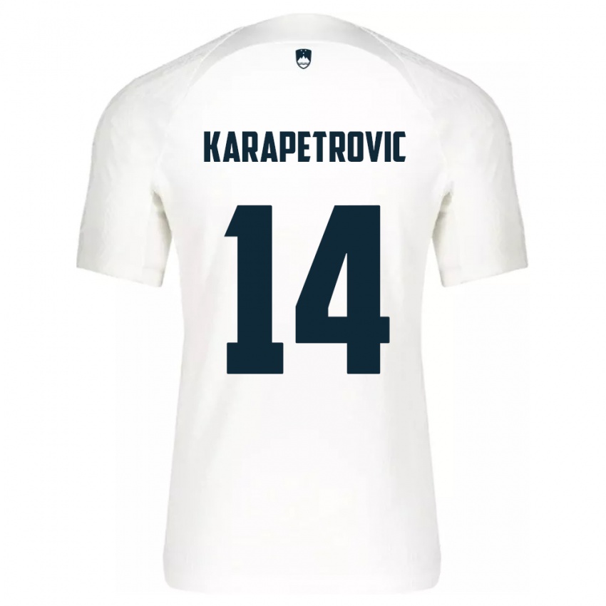 Niño Camiseta Eslovenia Luka Karapetrovic #14 Blanco 1ª Equipación 24-26 La Camisa Argentina