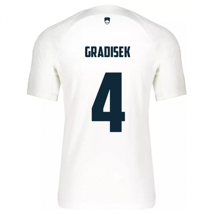 Niño Camiseta Eslovenia Sara Gradišek #4 Blanco 1ª Equipación 24-26 La Camisa Argentina