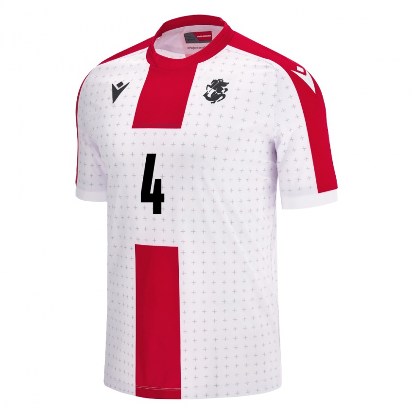 Niño Camiseta Georgia Tengo Gobeshia #4 Blanco 1ª Equipación 24-26 La Camisa Argentina