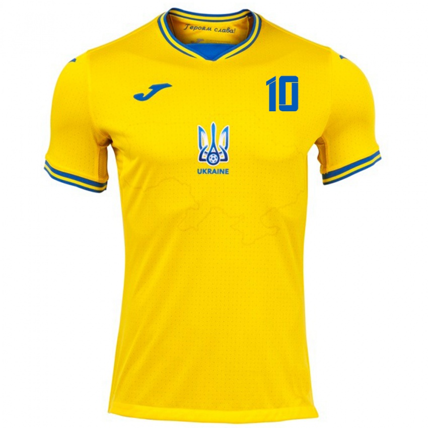 Niño Camiseta Ucrania Bogdan Popov #10 Amarillo 1ª Equipación 24-26 La Camisa Argentina