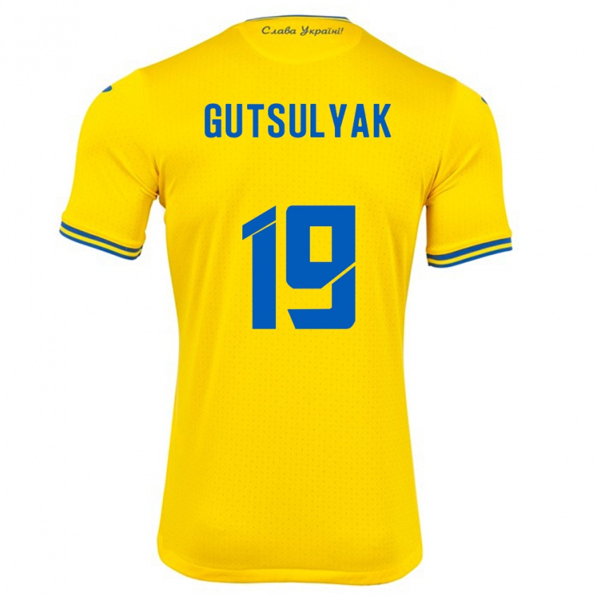 Niño Camiseta Ucrania Oleksiy Gutsulyak #19 Amarillo 1ª Equipación 24-26 La Camisa Argentina