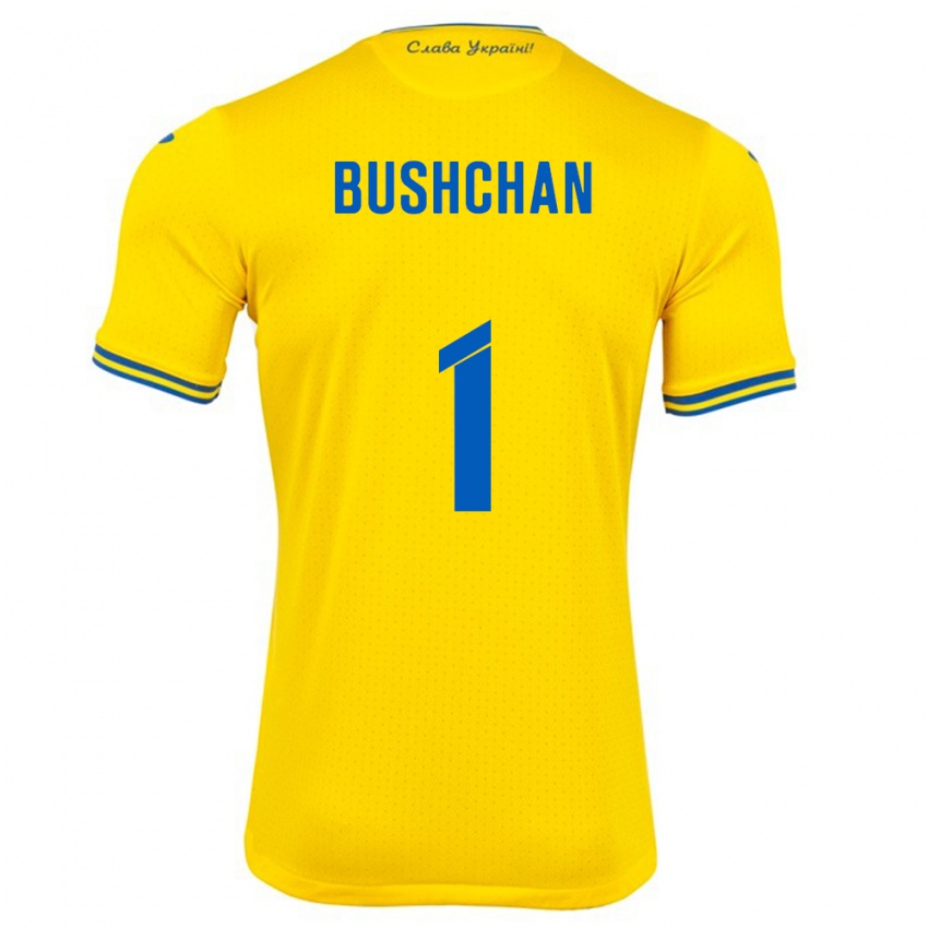 Niño Camiseta Ucrania Georgiy Bushchan #1 Amarillo 1ª Equipación 24-26 La Camisa Argentina