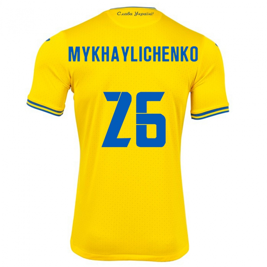 Niño Camiseta Ucrania Bogdan Mykhaylichenko #26 Amarillo 1ª Equipación 24-26 La Camisa Argentina