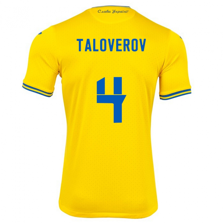 Niño Camiseta Ucrania Maksym Taloverov #4 Amarillo 1ª Equipación 24-26 La Camisa Argentina