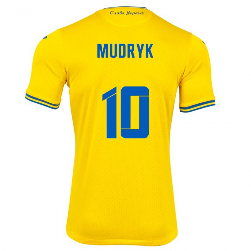 Niño Camiseta Ucrania Mykhaylo Mudryk #10 Amarillo 1ª Equipación 24-26 La Camisa Argentina