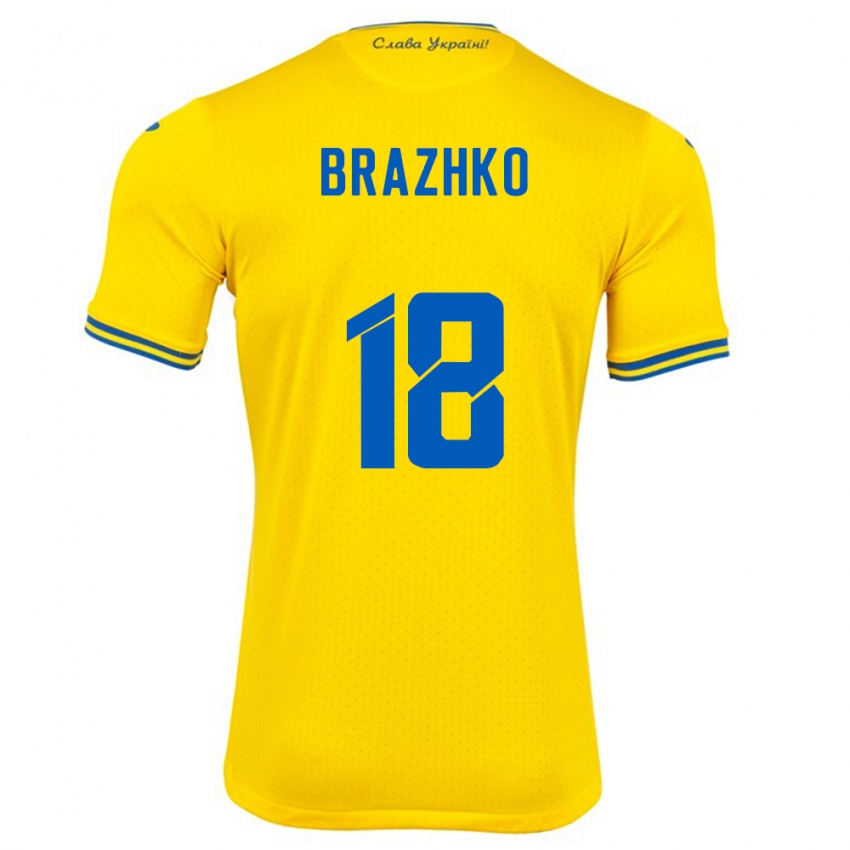 Niño Camiseta Ucrania Volodymyr Brazhko #18 Amarillo 1ª Equipación 24-26 La Camisa Argentina