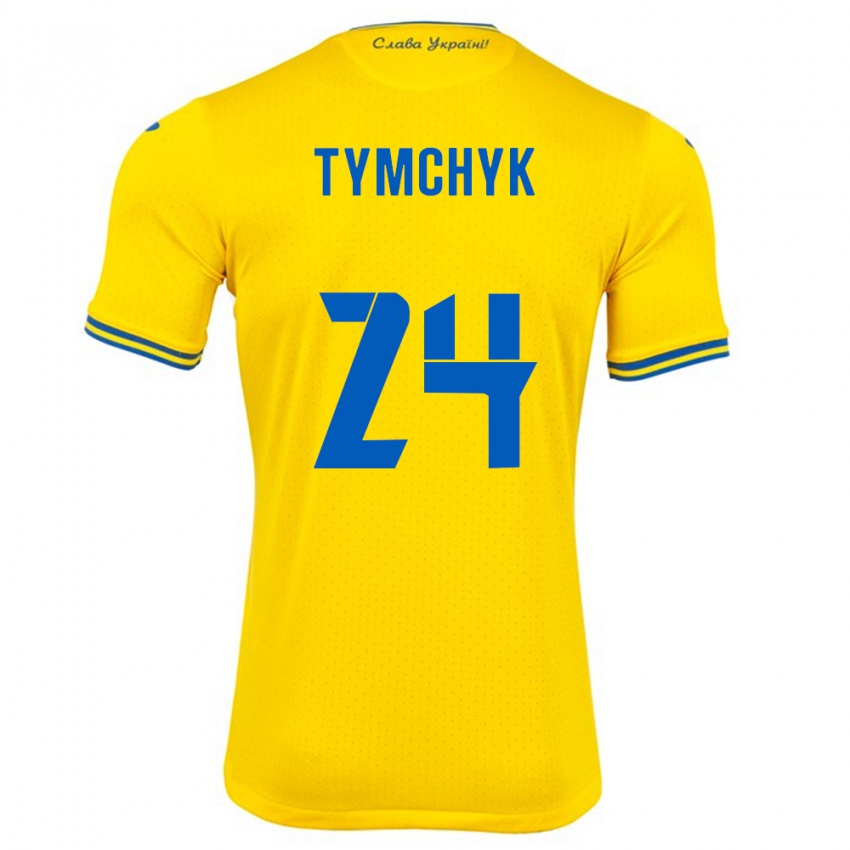 Niño Camiseta Ucrania Oleksandr Tymchyk #24 Amarillo 1ª Equipación 24-26 La Camisa Argentina