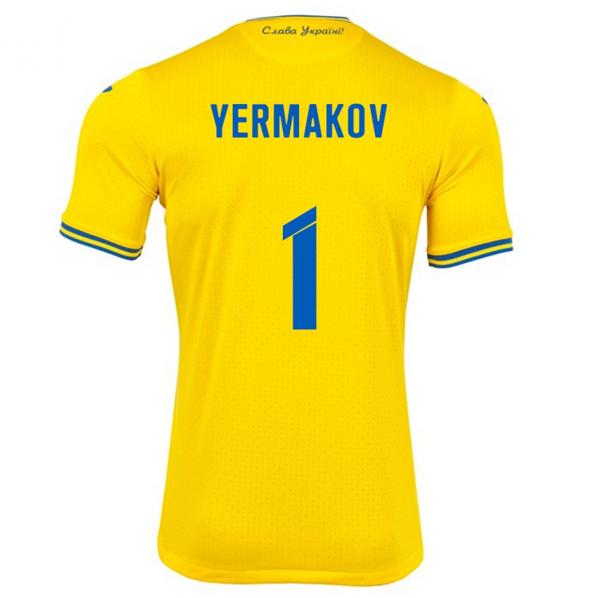 Niño Camiseta Ucrania Georgiy Yermakov #1 Amarillo 1ª Equipación 24-26 La Camisa Argentina