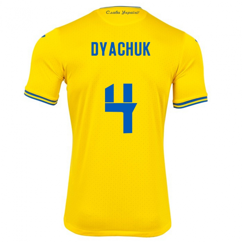 Niño Camiseta Ucrania Maksym Dyachuk #4 Amarillo 1ª Equipación 24-26 La Camisa Argentina