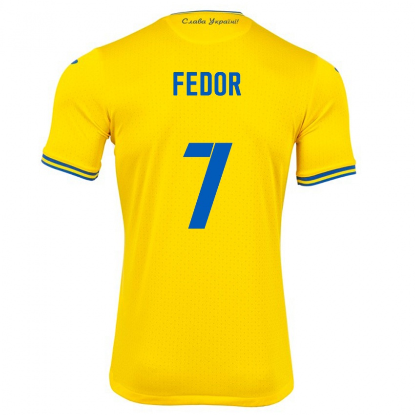 Niño Camiseta Ucrania Oleg Fedor #7 Amarillo 1ª Equipación 24-26 La Camisa Argentina