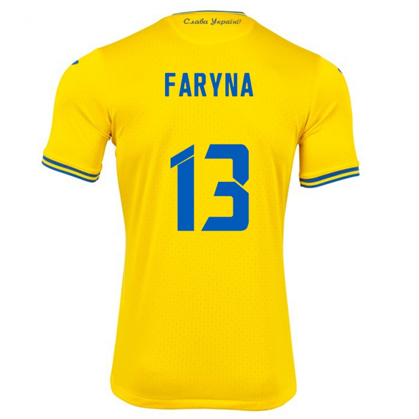 Niño Camiseta Ucrania Maryan Faryna #13 Amarillo 1ª Equipación 24-26 La Camisa Argentina