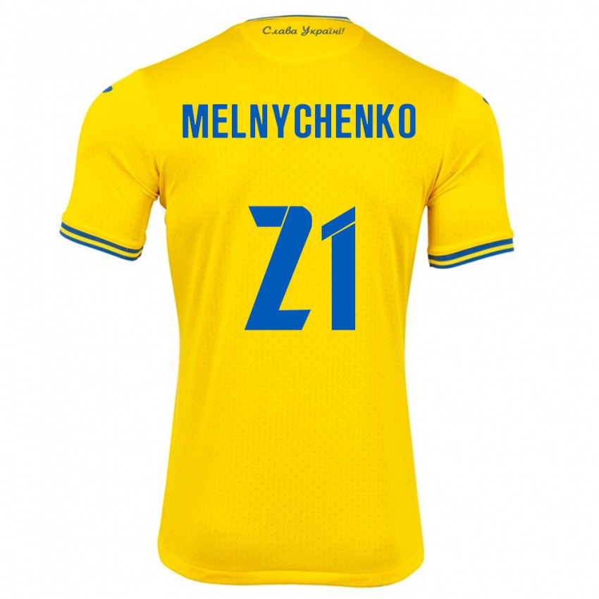 Niño Camiseta Ucrania Maksym Melnychenko #21 Amarillo 1ª Equipación 24-26 La Camisa Argentina