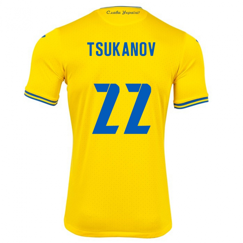 Niño Camiseta Ucrania Viktor Tsukanov #22 Amarillo 1ª Equipación 24-26 La Camisa Argentina