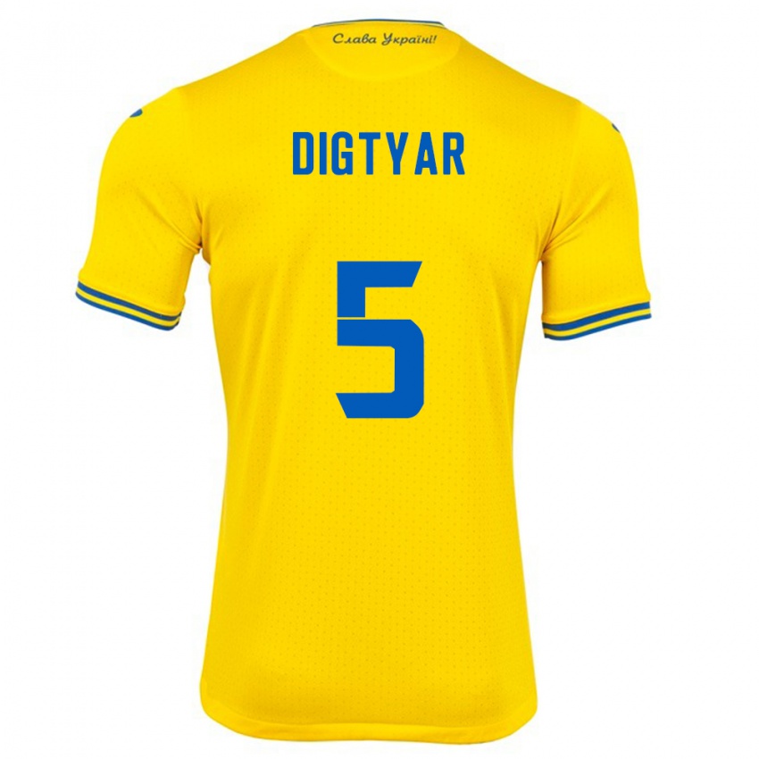 Niño Camiseta Ucrania Kyrylo Digtyar #5 Amarillo 1ª Equipación 24-26 La Camisa Argentina