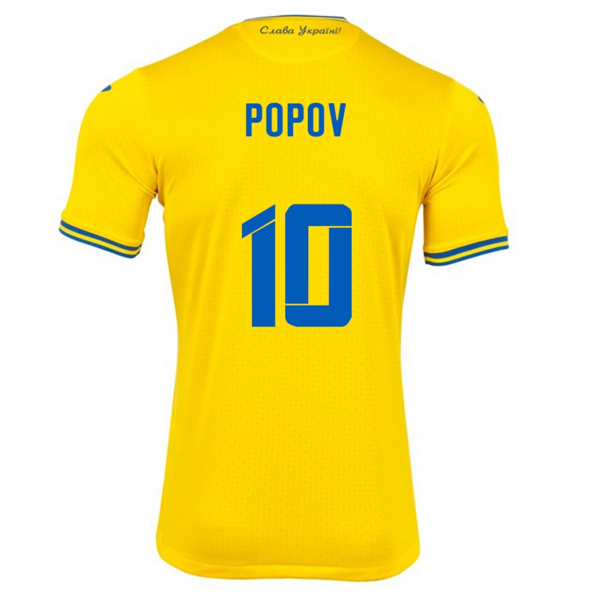 Niño Camiseta Ucrania Bogdan Popov #10 Amarillo 1ª Equipación 24-26 La Camisa Argentina