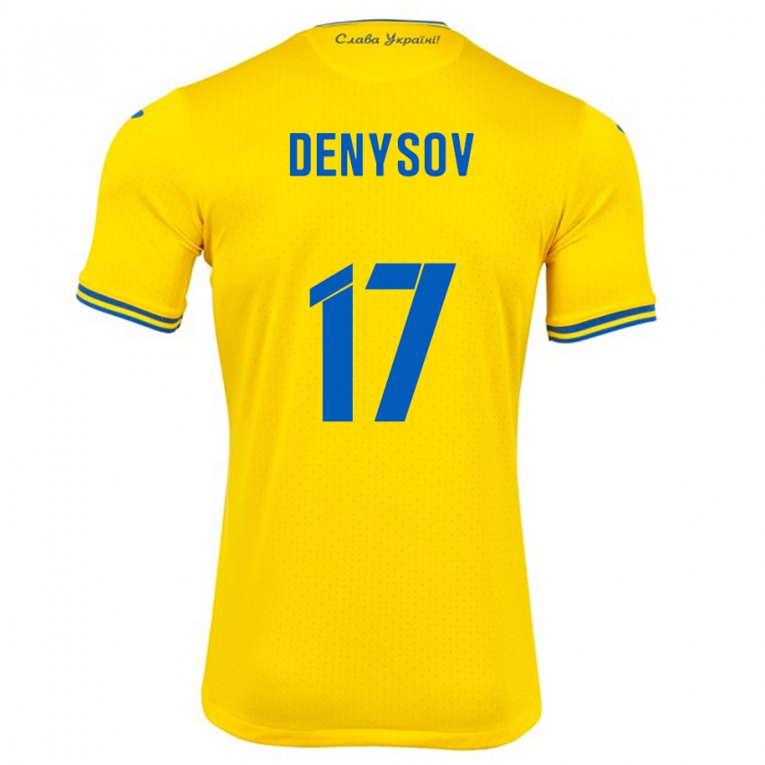 Niño Camiseta Ucrania Ivan Denysov #17 Amarillo 1ª Equipación 24-26 La Camisa Argentina