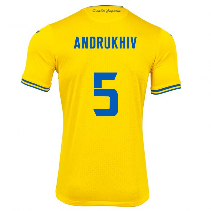 Niño Camiseta Ucrania Veronika Andrukhiv #5 Amarillo 1ª Equipación 24-26 La Camisa Argentina