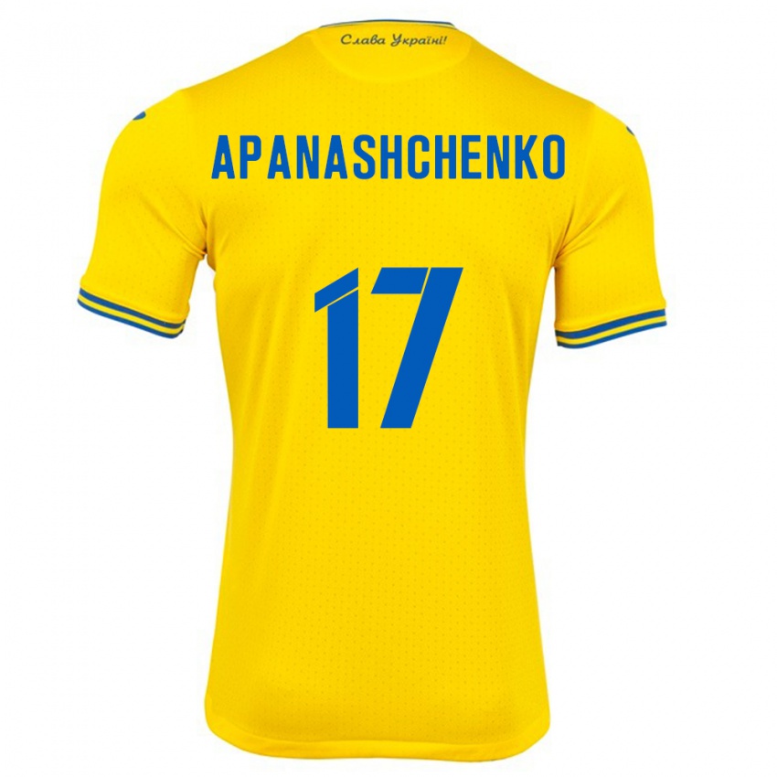 Niño Camiseta Ucrania Daryna Apanashchenko #17 Amarillo 1ª Equipación 24-26 La Camisa Argentina