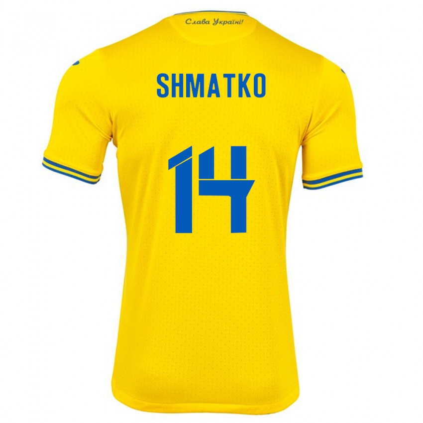 Niño Camiseta Ucrania Lyubov Shmatko #14 Amarillo 1ª Equipación 24-26 La Camisa Argentina