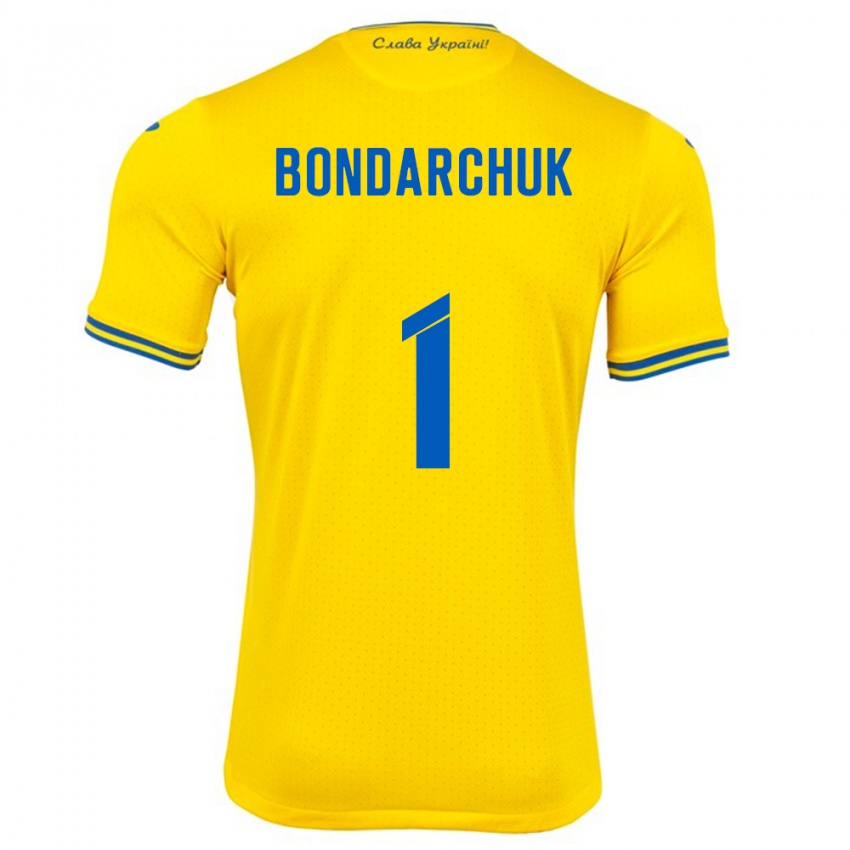 Niño Camiseta Ucrania Daryna Bondarchuk #1 Amarillo 1ª Equipación 24-26 La Camisa Argentina