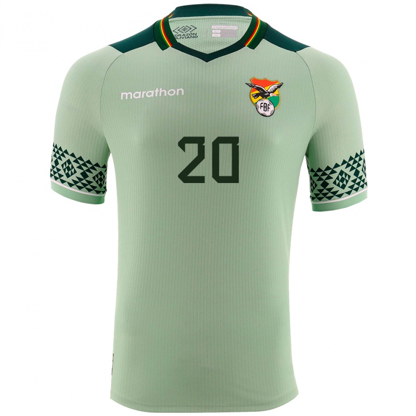 Niño Camiseta Bolivia Leonardo Justiniano #20 Verde Claro 1ª Equipación 24-26 La Camisa Argentina