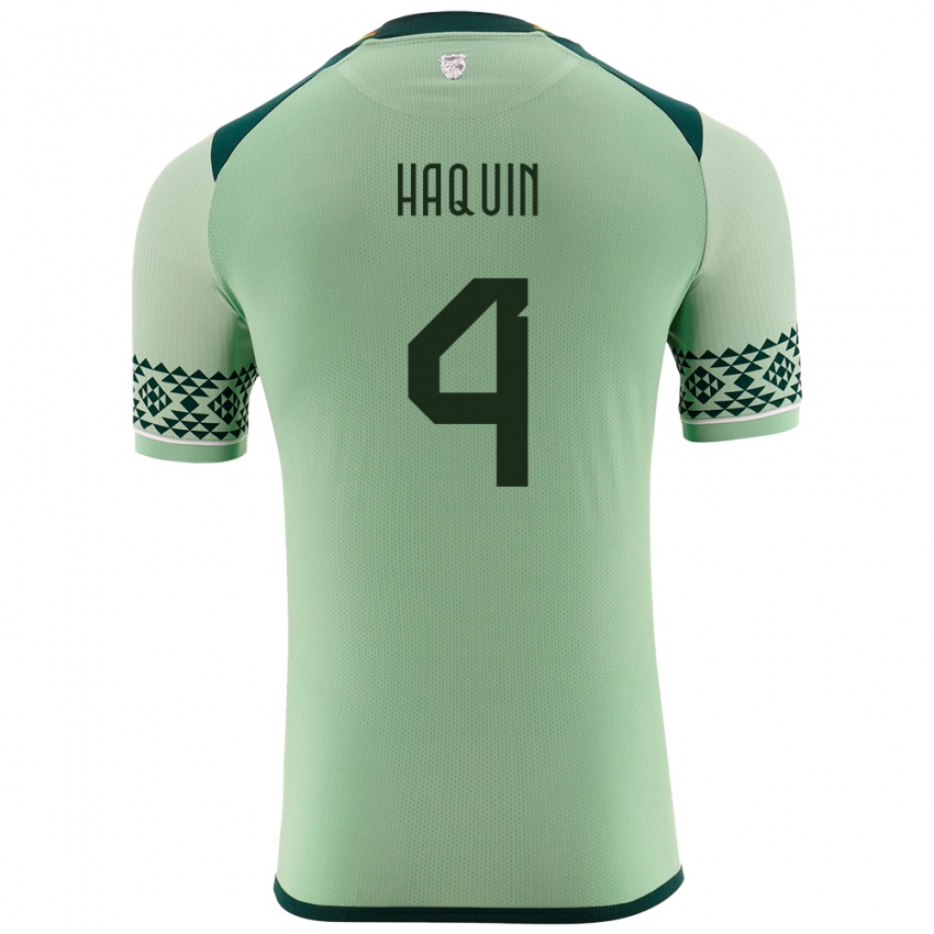 Niño Camiseta Bolivia Luis Haquín #4 Verde Claro 1ª Equipación 24-26 La Camisa Argentina