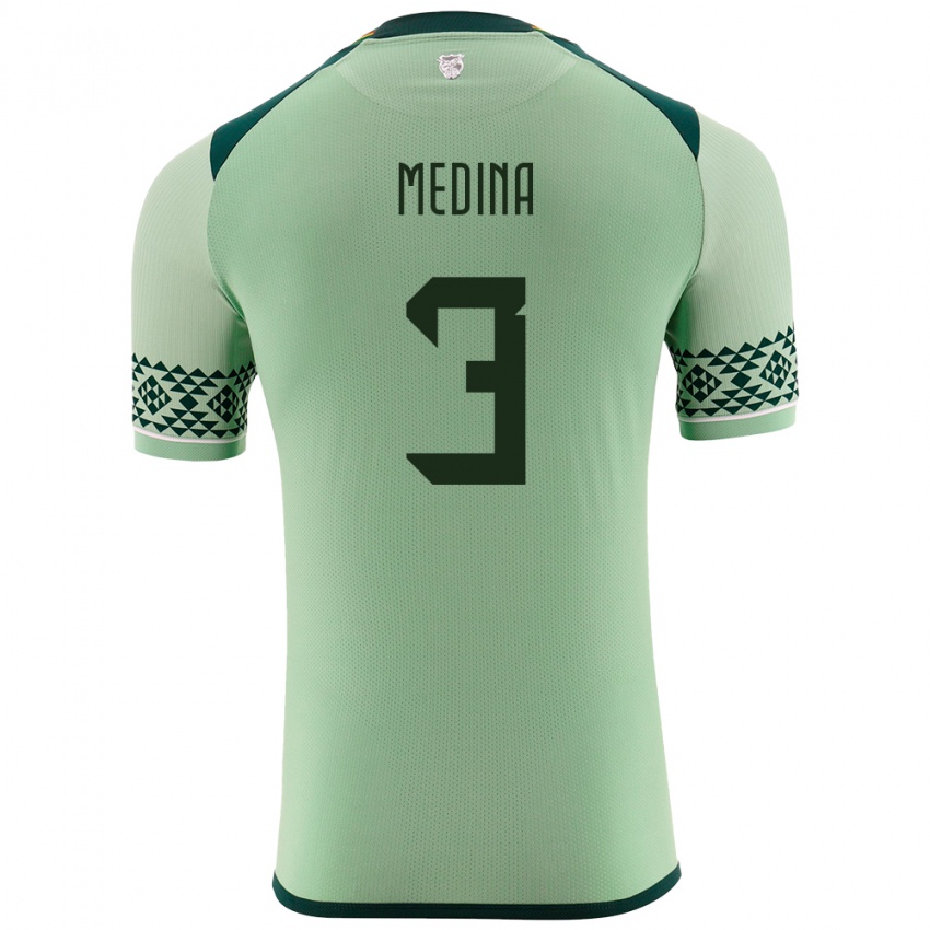 Niño Camiseta Bolivia Diego Medina #3 Verde Claro 1ª Equipación 24-26 La Camisa Argentina