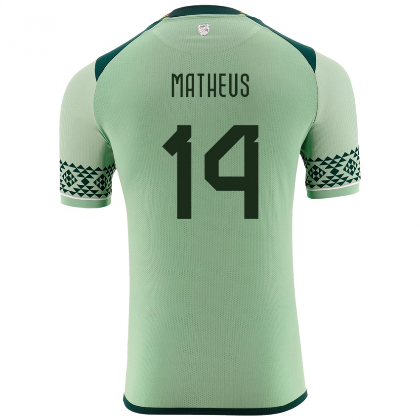 Niño Camiseta Bolivia Robson Matheus #14 Verde Claro 1ª Equipación 24-26 La Camisa Argentina