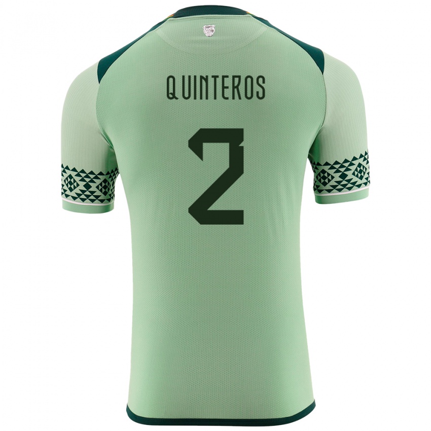 Niño Camiseta Bolivia Jairo Quinteros #2 Verde Claro 1ª Equipación 24-26 La Camisa Argentina