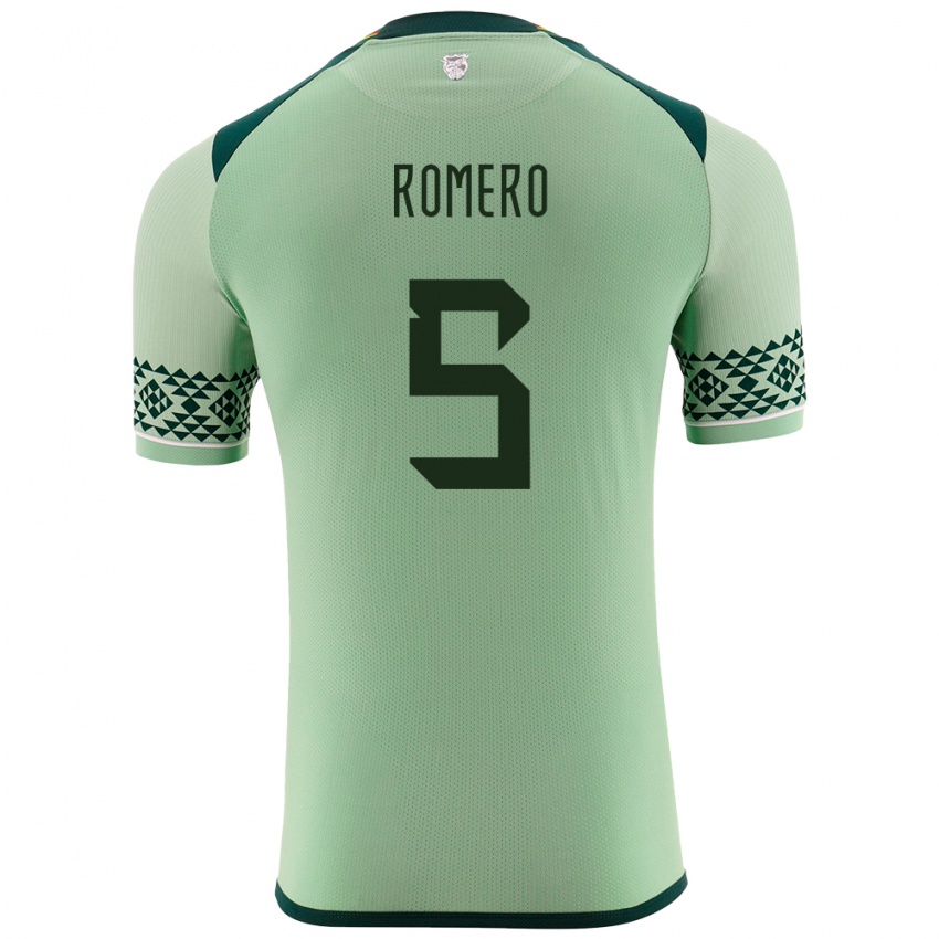 Niño Camiseta Bolivia César Romero #5 Verde Claro 1ª Equipación 24-26 La Camisa Argentina