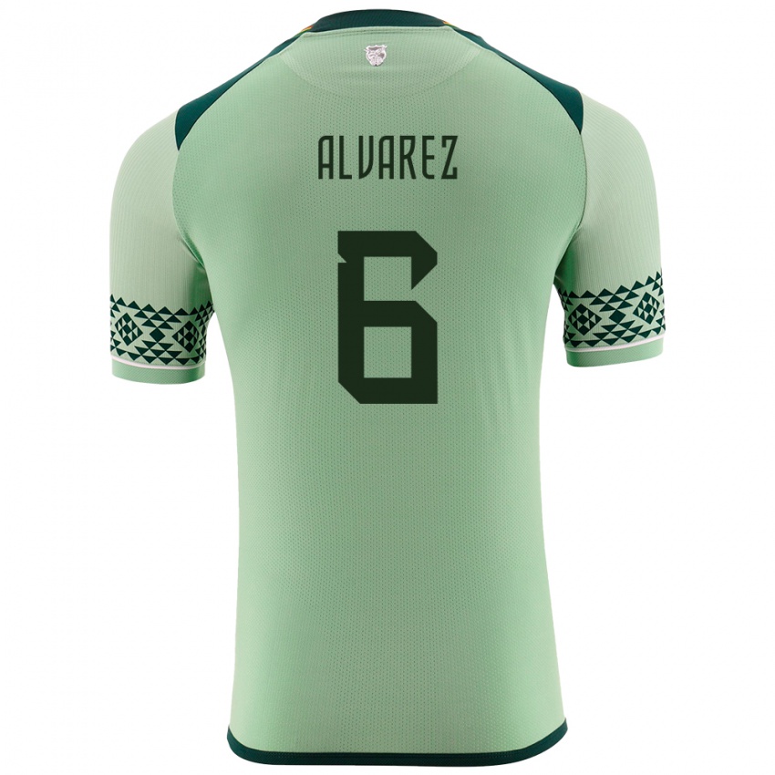 Niño Camiseta Bolivia Eduardo Álvarez #6 Verde Claro 1ª Equipación 24-26 La Camisa Argentina