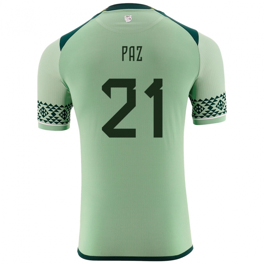 Niño Camiseta Bolivia Luis Paz #21 Verde Claro 1ª Equipación 24-26 La Camisa Argentina