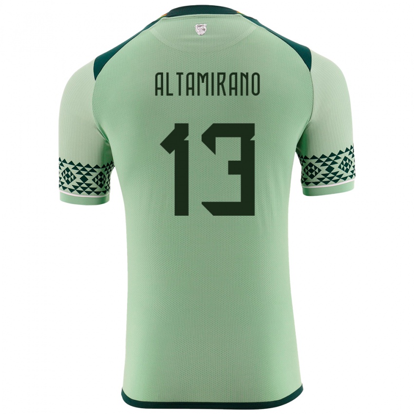 Niño Camiseta Bolivia Sebastian Altamirano #13 Verde Claro 1ª Equipación 24-26 La Camisa Argentina