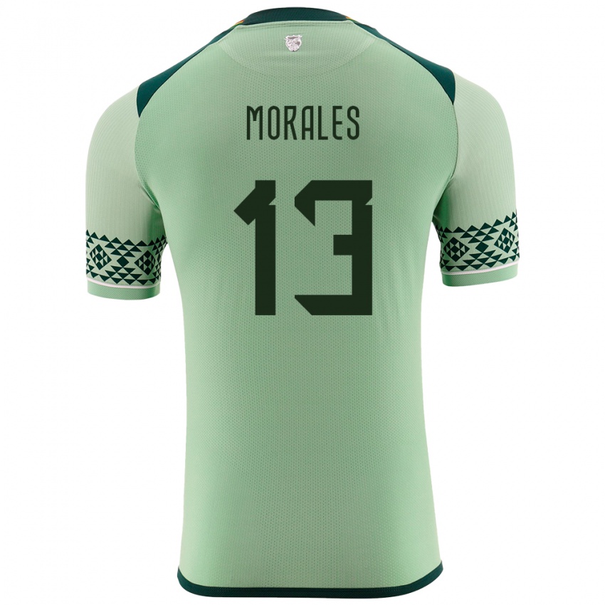 Niño Camiseta Bolivia Ericka Morales #13 Verde Claro 1ª Equipación 24-26 La Camisa Argentina