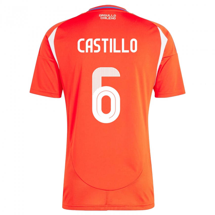 Niño Camiseta Chile Cristóbal Castillo #6 Rojo 1ª Equipación 24-26 La Camisa Argentina