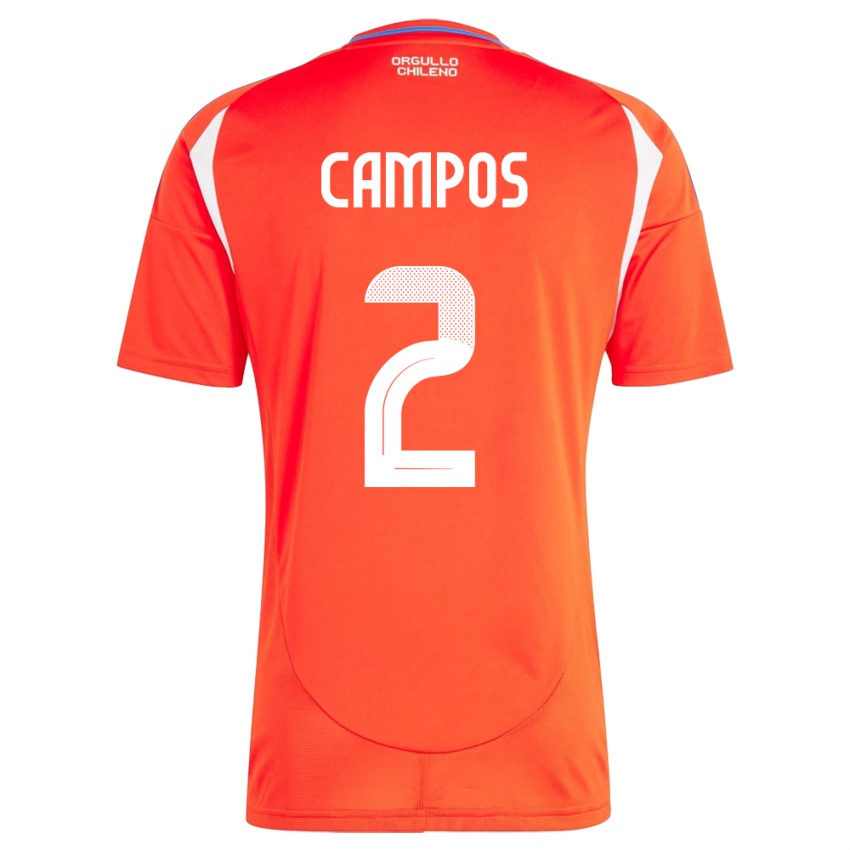 Niño Camiseta Chile Víctor Campos #2 Rojo 1ª Equipación 24-26 La Camisa Argentina