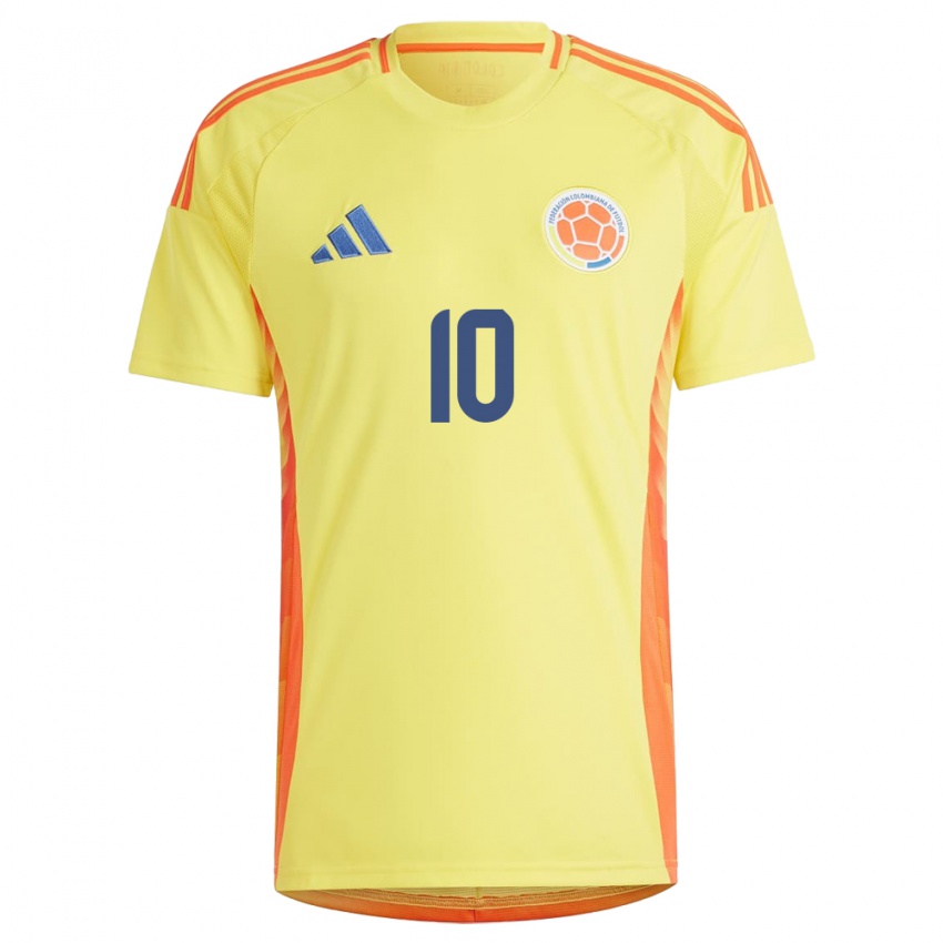 Niño Camiseta Colombia Leicy Santos #10 Amarillo 1ª Equipación 24-26 La Camisa Argentina