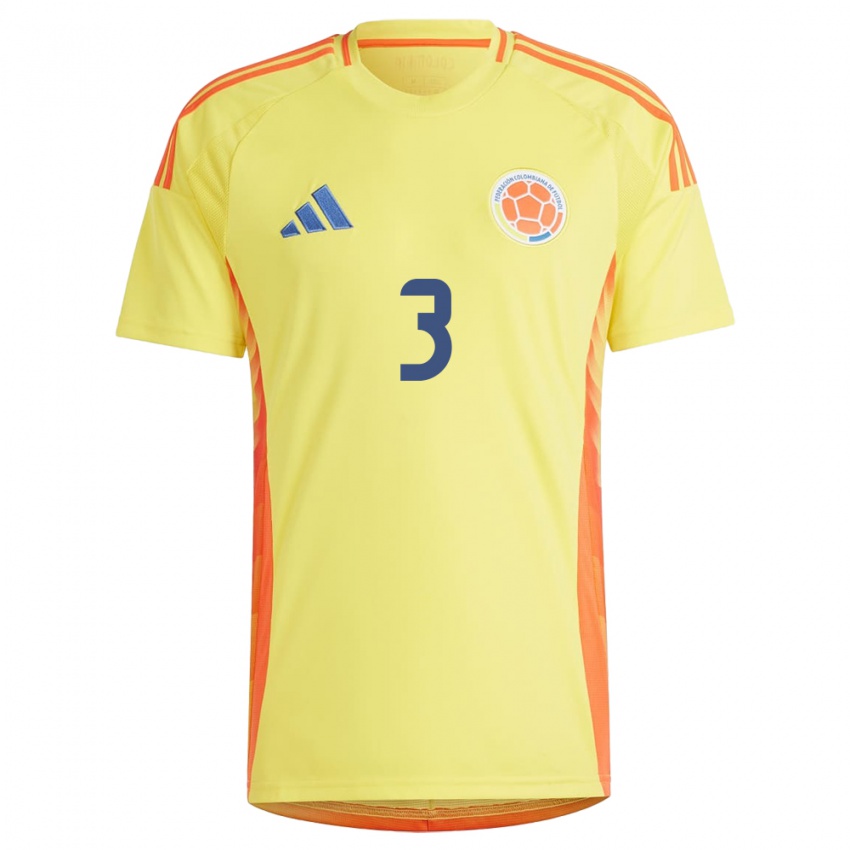 Niño Camiseta Colombia Édier Ocampo #3 Amarillo 1ª Equipación 24-26 La Camisa Argentina