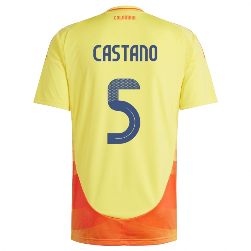 Niño Camiseta Colombia Kevin Castaño #5 Amarillo 1ª Equipación 24-26 La Camisa Argentina