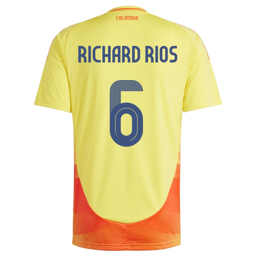 Niño Camiseta Colombia Richard Ríos #6 Amarillo 1ª Equipación 24-26 La Camisa Argentina