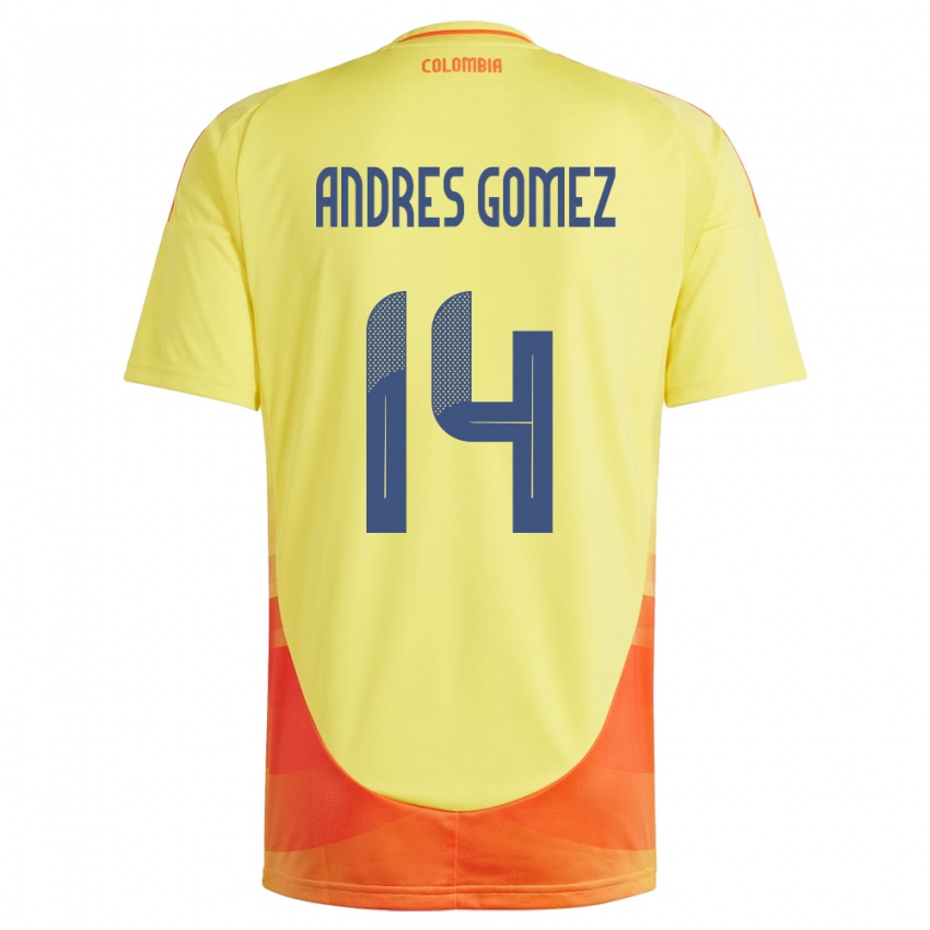 Niño Camiseta Colombia Carlos Andrés Gómez #14 Amarillo 1ª Equipación 24-26 La Camisa Argentina