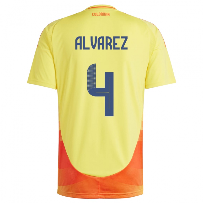 Niño Camiseta Colombia Fernando Álvarez #4 Amarillo 1ª Equipación 24-26 La Camisa Argentina