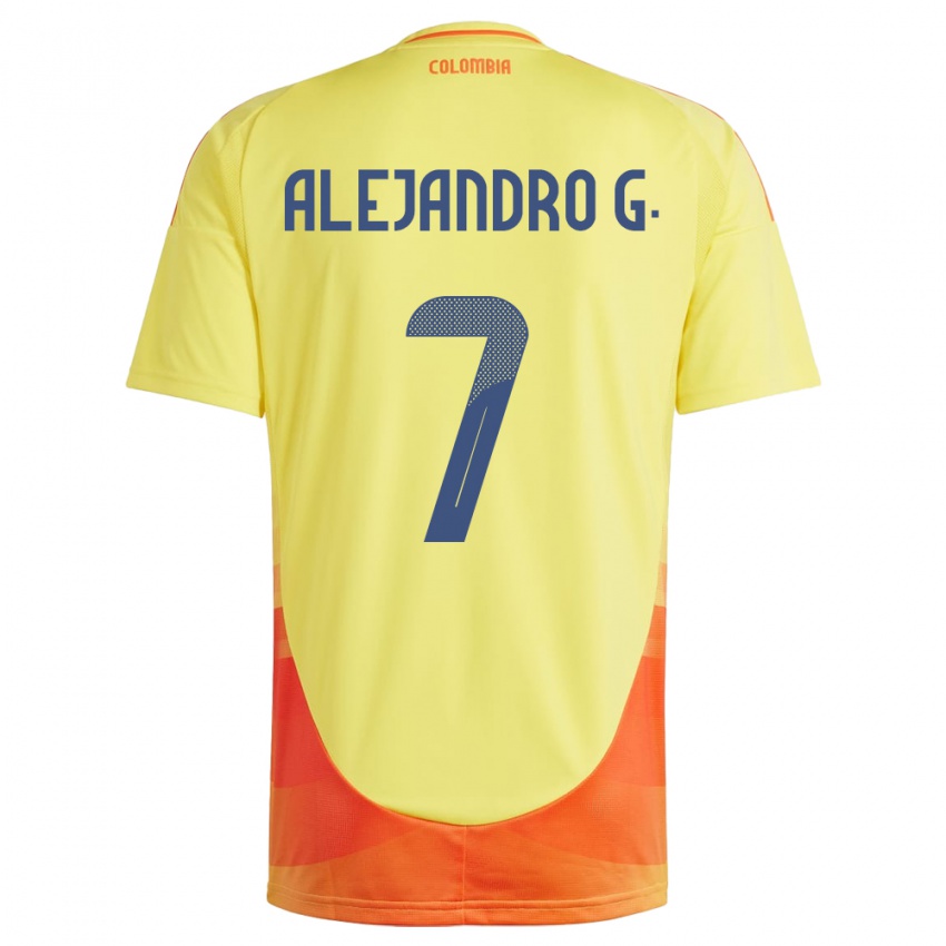 Niño Camiseta Colombia Alejandro García #7 Amarillo 1ª Equipación 24-26 La Camisa Argentina